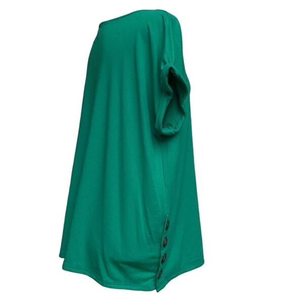 Crown & Ivy Green Blouse Top Dolman Sleeves Accent Side Button Crew Neck Size L - Picture 6 of 9